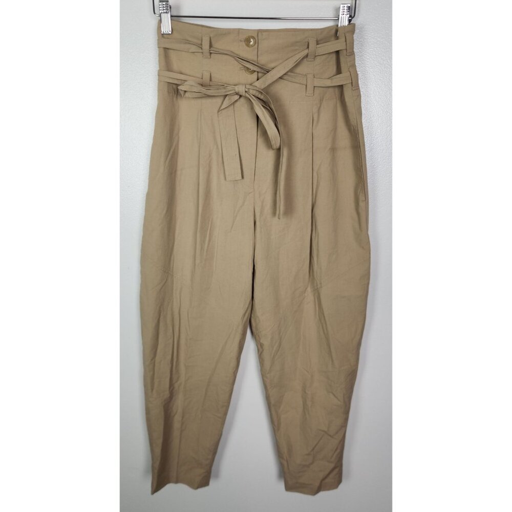 A.L.C. Women's Sz. 4 High Rise Pleated Tapered Belted Tan Pants